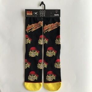 Hulk Hogan ODD SOX Men’s Crew Socks SZ 6-13 Black Stretch Wrestling Novelty NEW